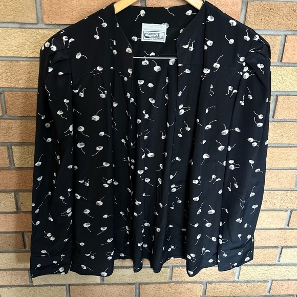 Vintage Campus Casuals of California Black & White Abstract Open Jacket - Picture 1 of 5